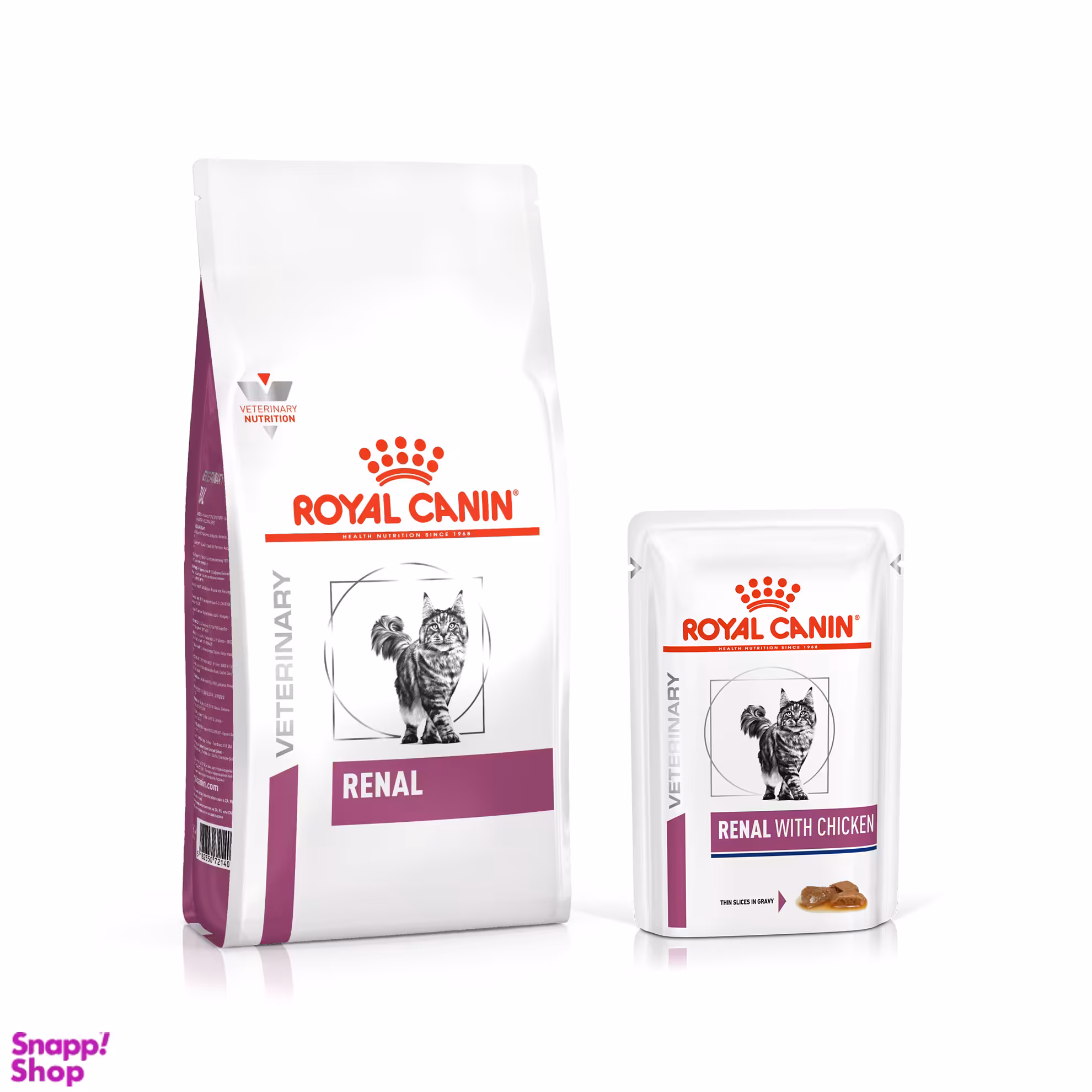 غذای خشک گربه رویال کنین مدل رنال وزن ۲ کیلوگرم به همراه پوچ رنال وزن ۸۵ گرم