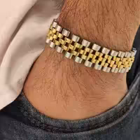 دستبند رولکس نقره ای طلایی سایز15میل