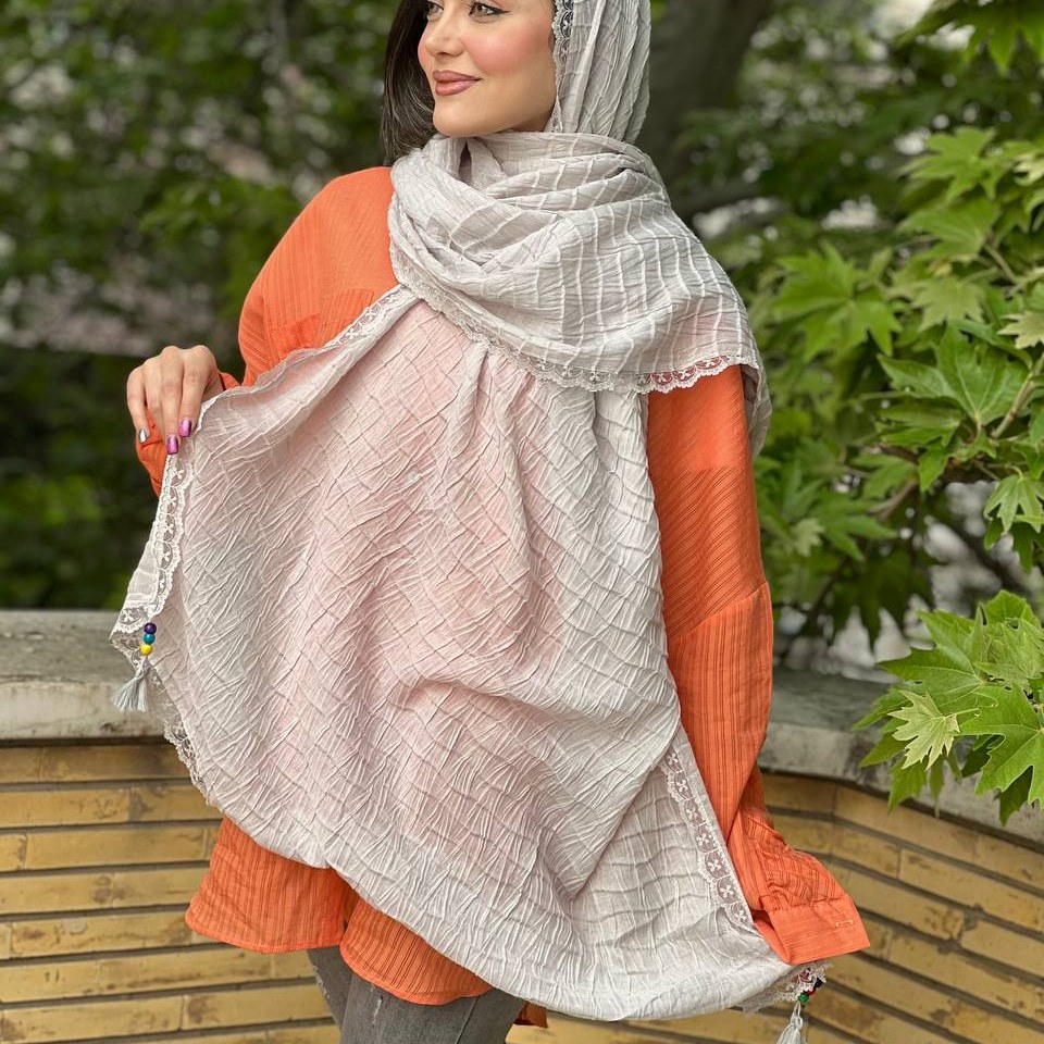 شال نخی پلیسه حاشیه توری کد31148(9)