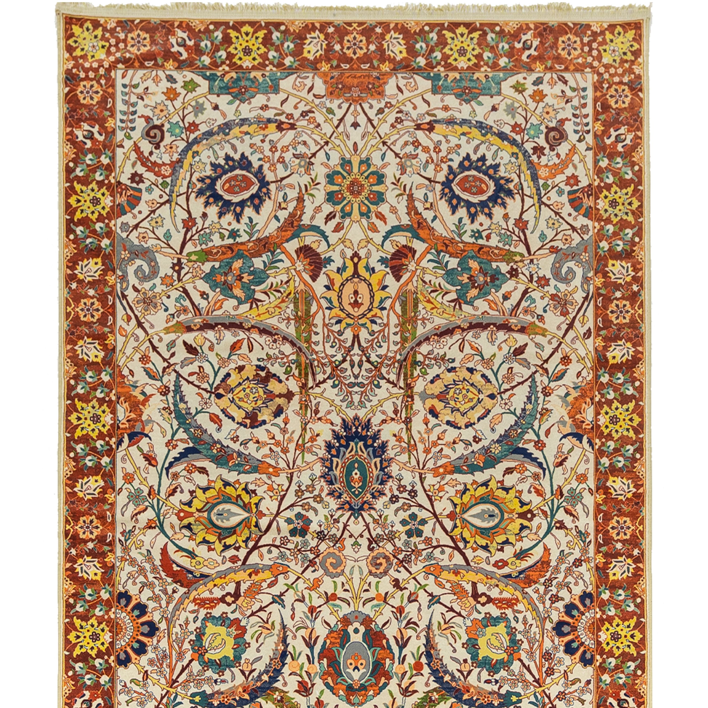 فرش ماشینی مرینوس طرح صفوی کد 600115 چهار متری