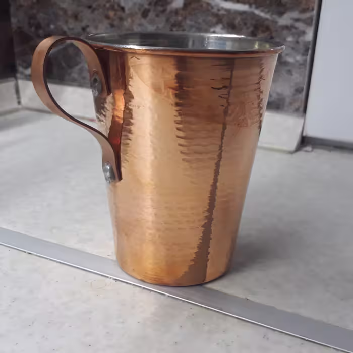 لیوان راسته دسته دار مسی