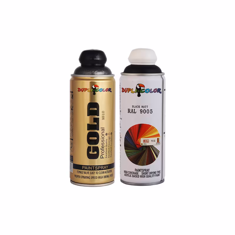 اسپری رنگ بدنه خودرو مشکی مات و نقره ای دوپلی کالر مدل perfect حجم 400 میلی لیتر مجموعه 2 عددی