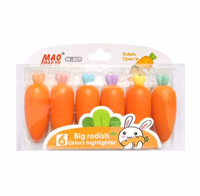 ماژيک هايلايت فسفری 6 رنگ طرح هويج نارنجی