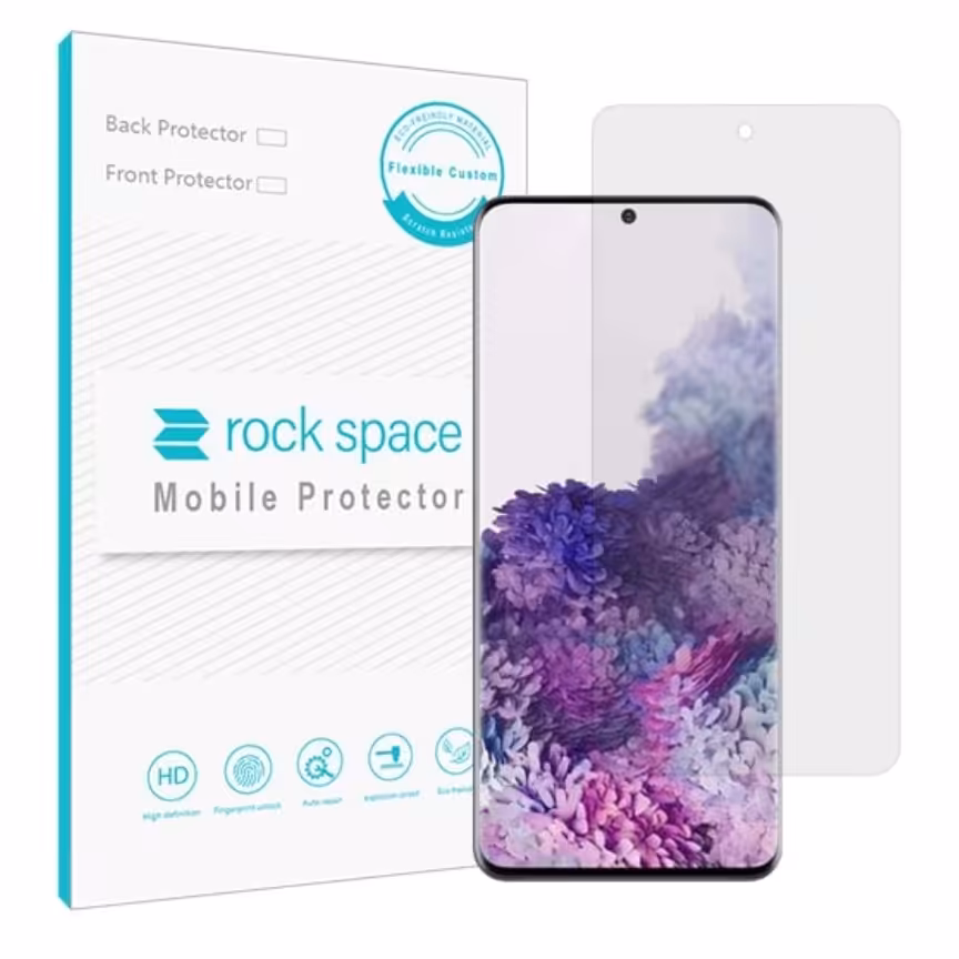 گلس نانو هیدروژل شفاف و ضد ضربه گوشی سامسونگ S20 برند راک اسپیس 