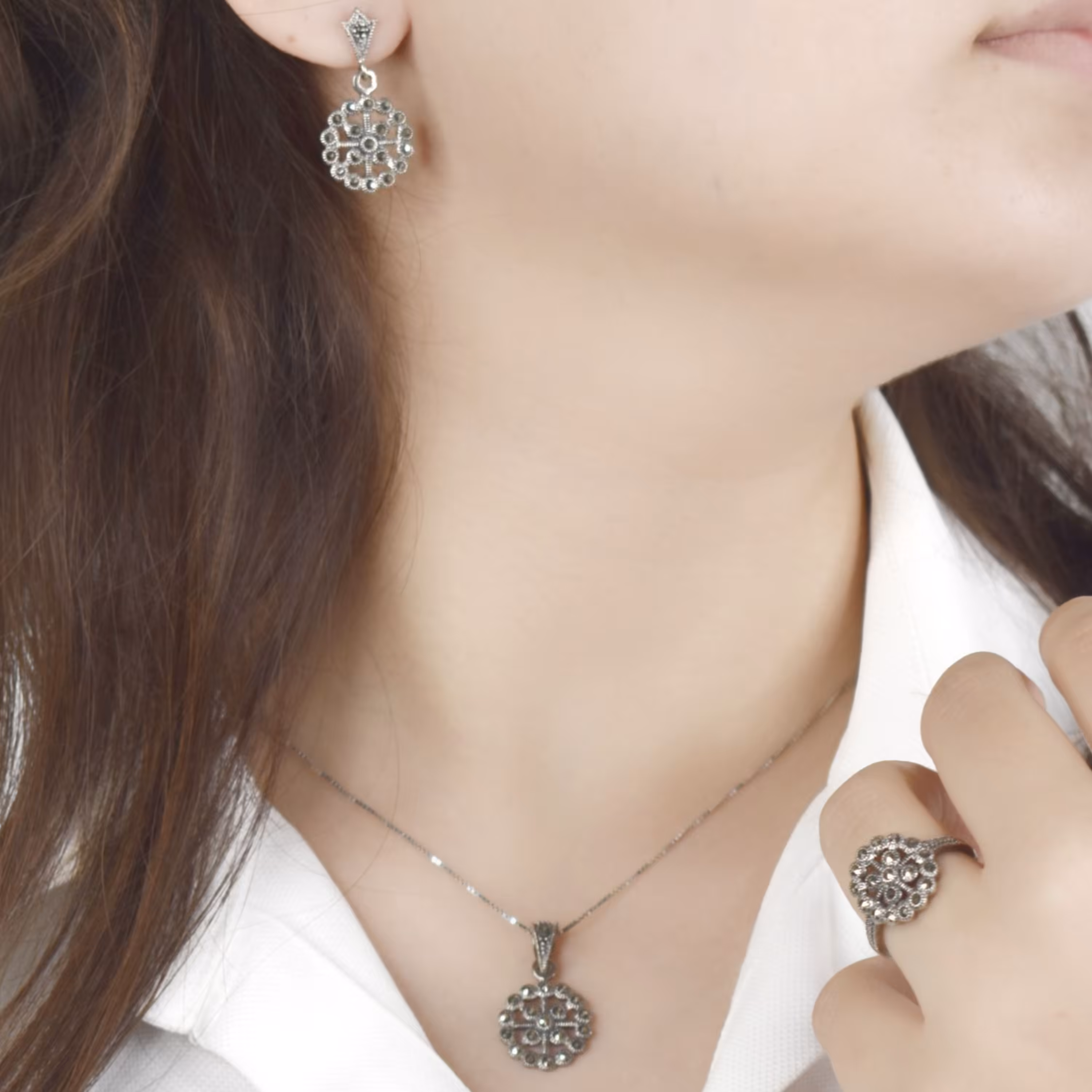 نیم ست نقره ساخت کشور تایلند کد1522