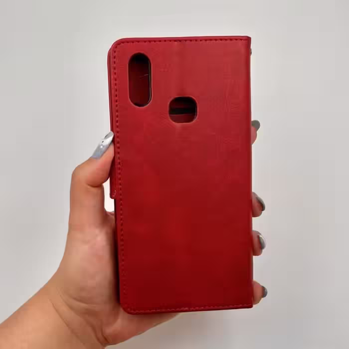 کیف گوشی Galaxy A10S سامسونگ چرمی مدل جاکارتی مگنت دار لوکس قرمز کد 40048