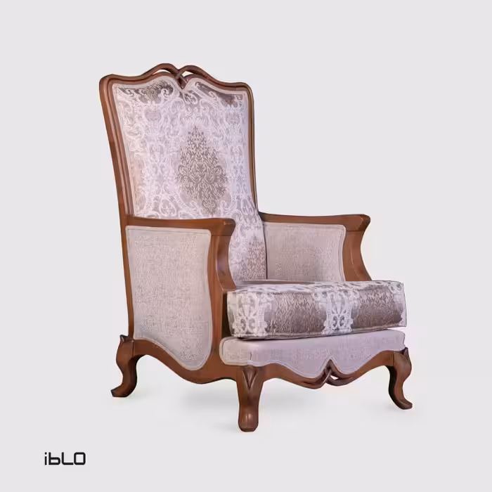 مبل یک‌نفره نئوکلاسیک لیونا (طرح‌دار کرم)