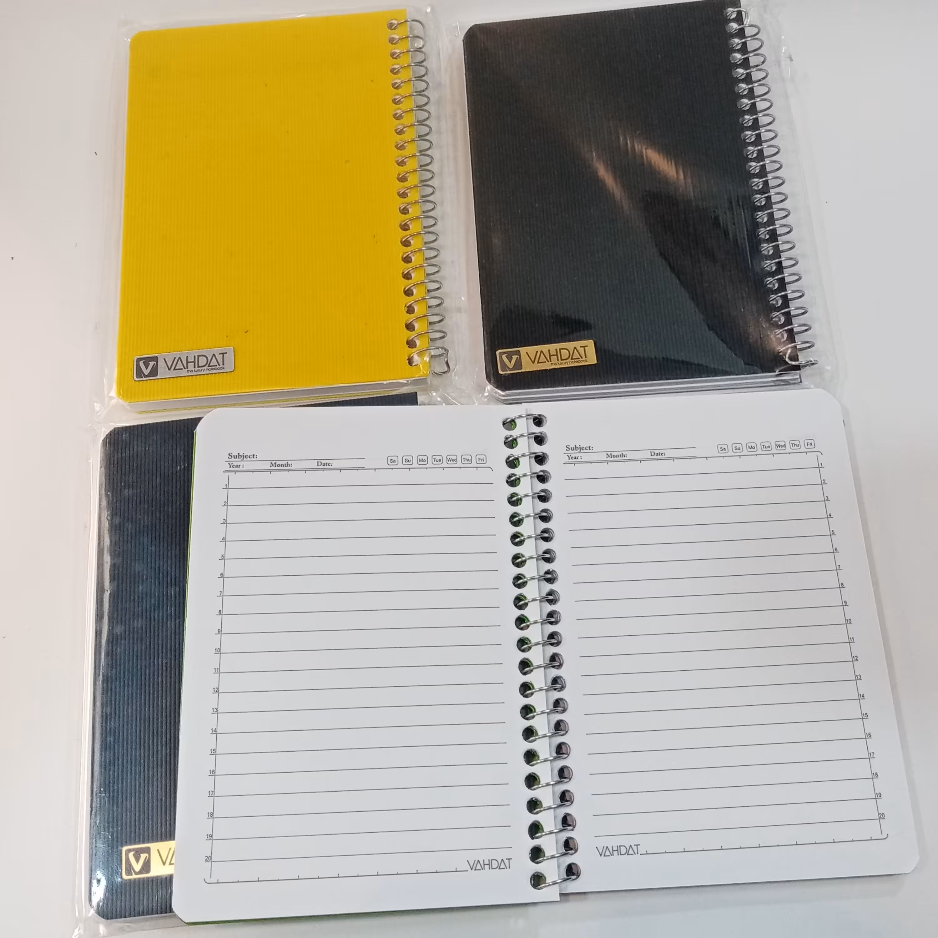 دفترچه یاداشت سیمی بغل باز شو جلد طلقی 