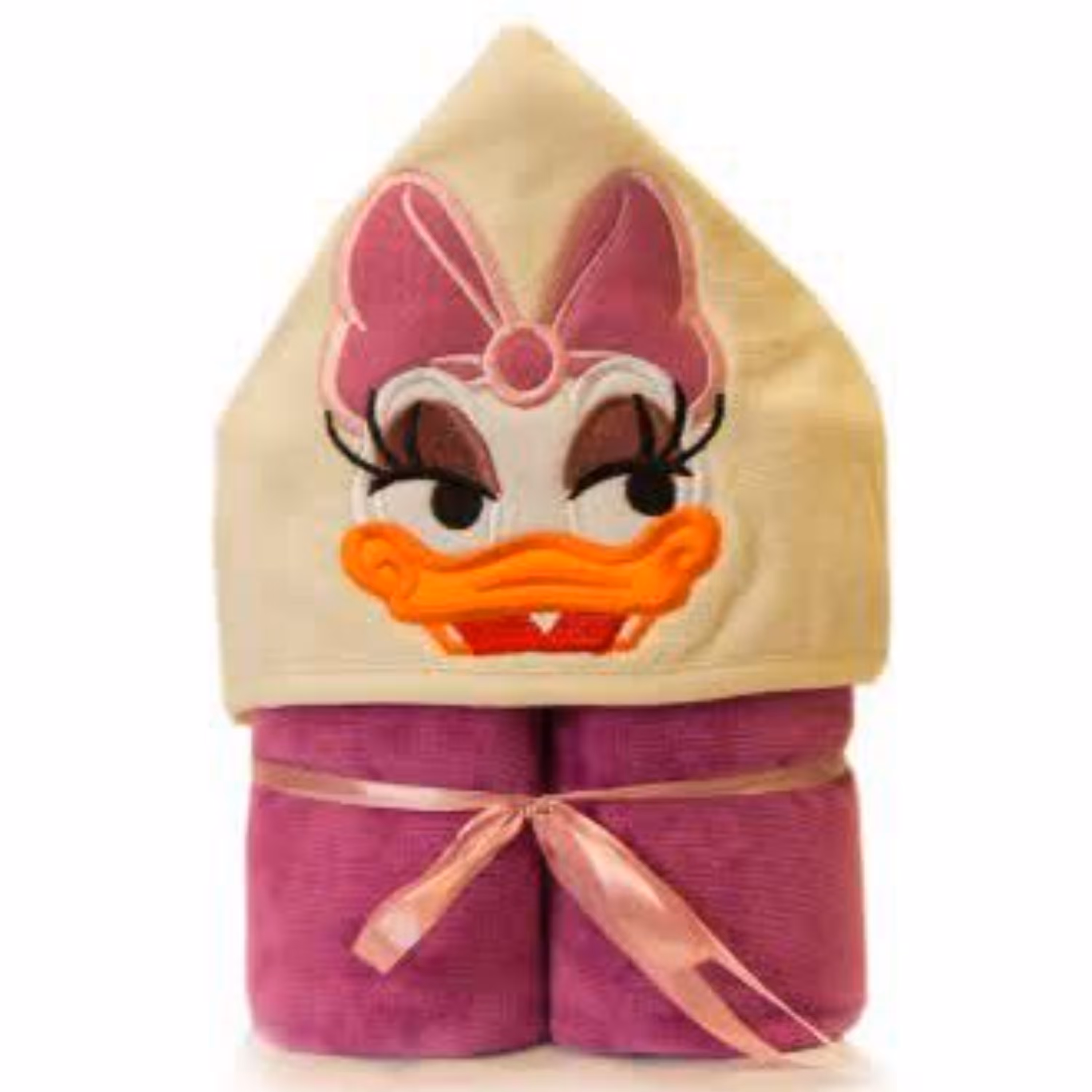 حوله شنلی عروسکی پودایران طرح اردک بنفش (100درصد پنبه) ضد حساسیت و باکتری