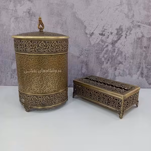 سطل و جا دستمالی آنتیک زمرد
