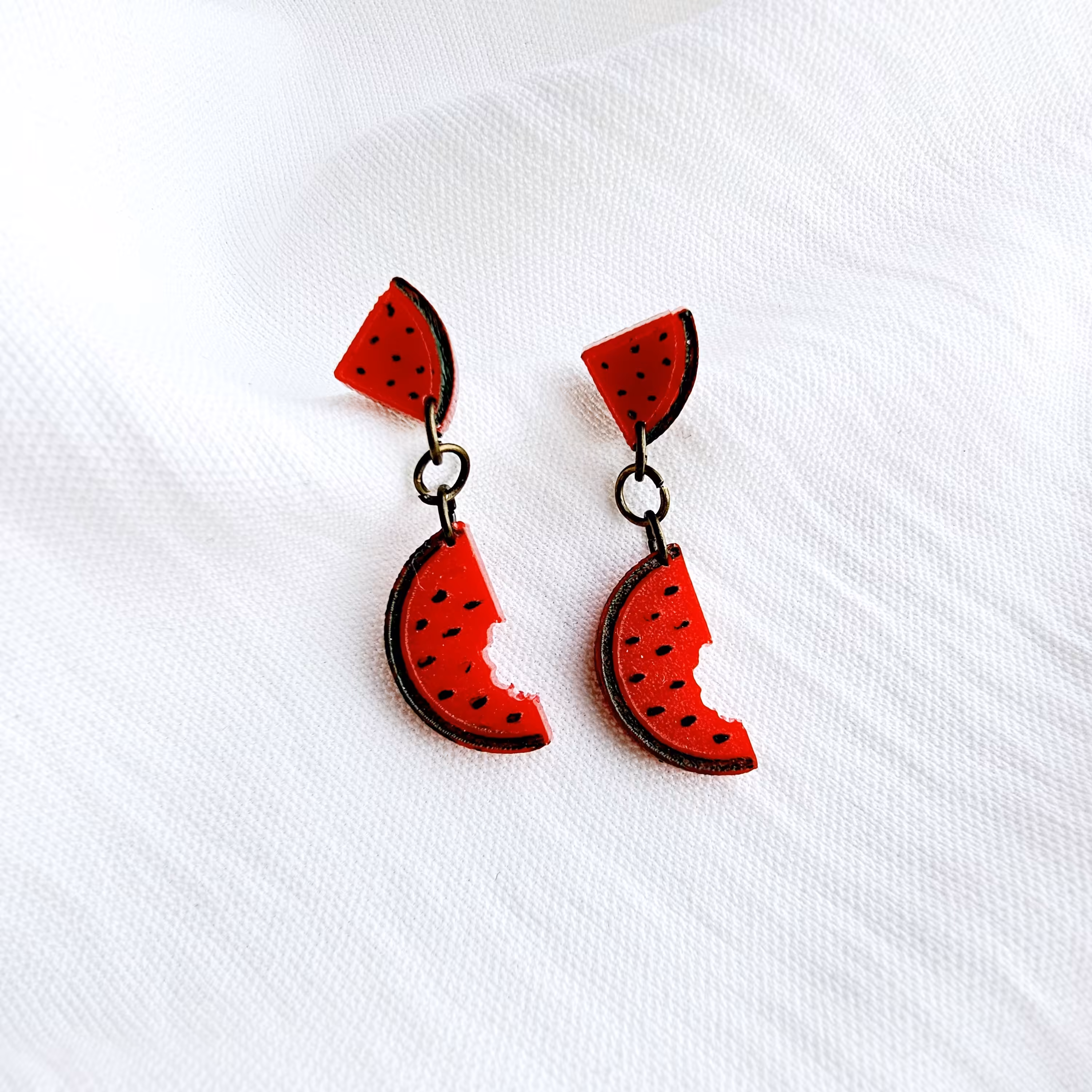 گوشواره رزینی هندوانه قاچ شده- زیورآلات دستساز رزینی