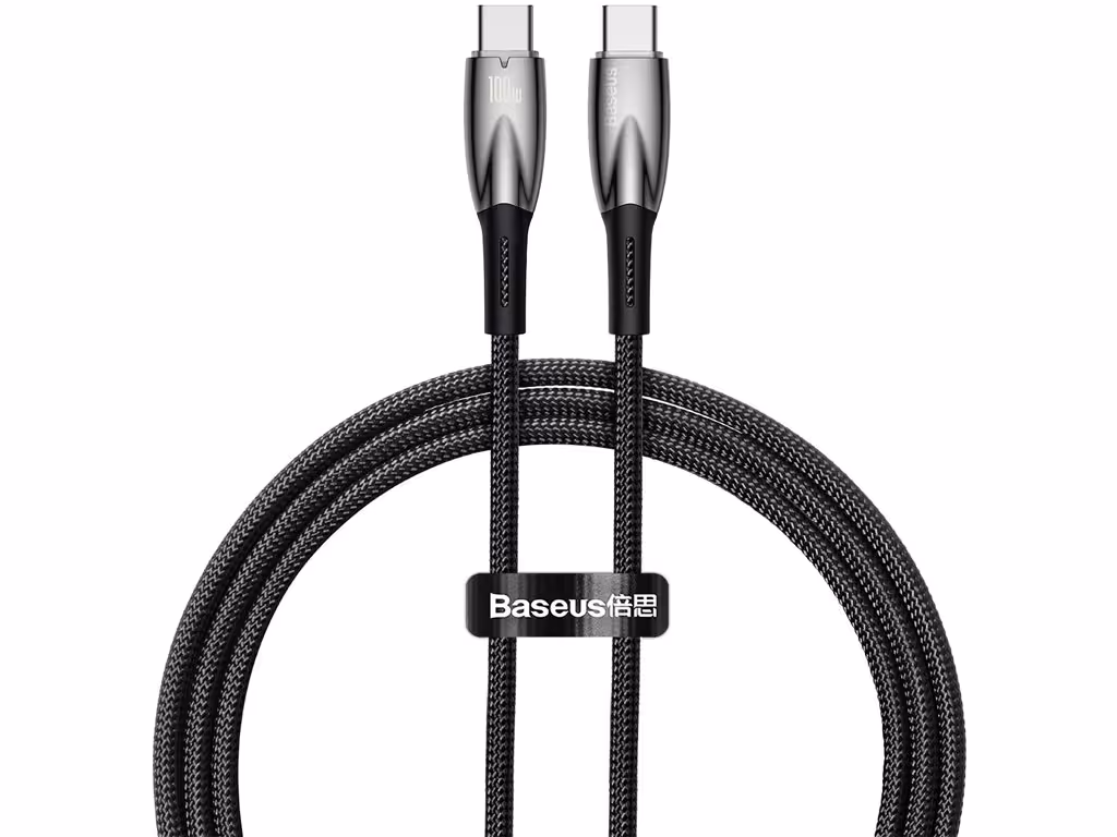 کابل  سوپر فست شارژ دو سر تایپ سی 100 وات یک متری بیسوس Baseus Glimmer Type-C To Type-C Fast Charging Data Cable CADH000701