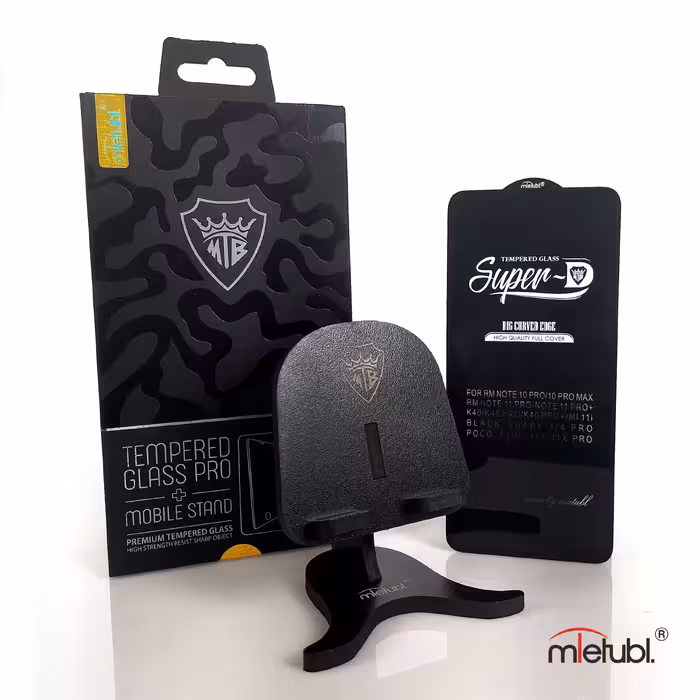 گلس Super D میتوبل برای گوشی آیفون iphone 12 pro max بهمراه پایه نگهدانده موبایل