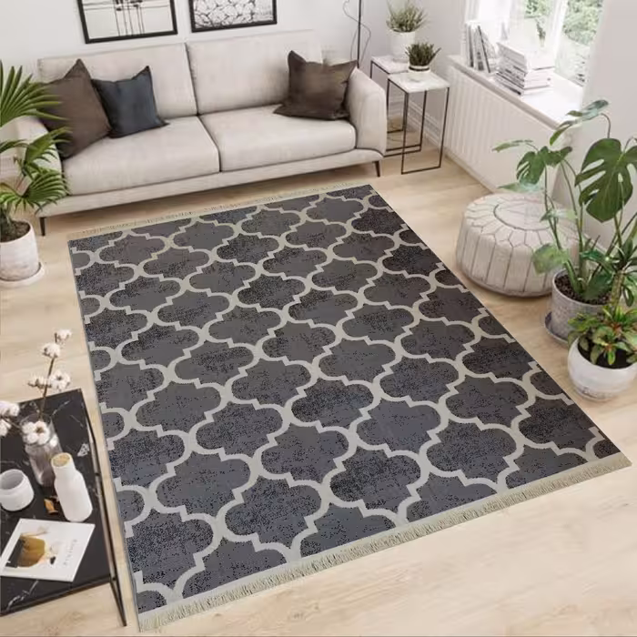 گلیم  6 متری (3-2) رنگ نقره ای  طرح فرهاد - ارسال به صورت پس کرایه