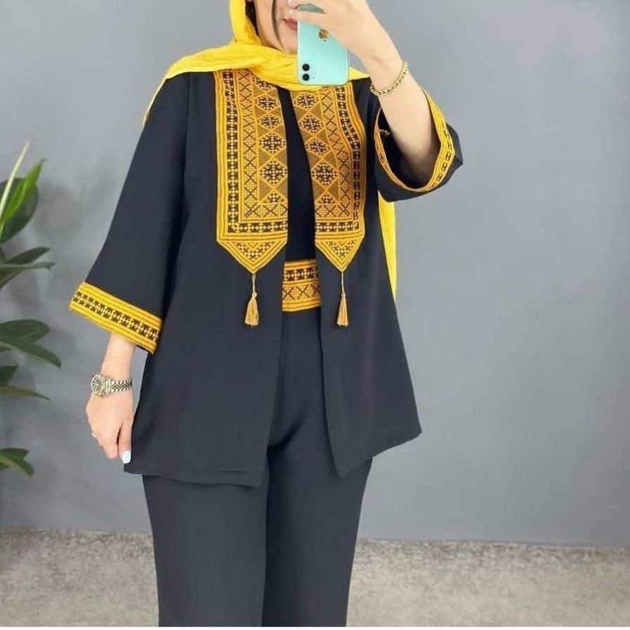 ست کت و شلوار سنتی ابر و بادی درجه یک فری سایز 38 تا 46