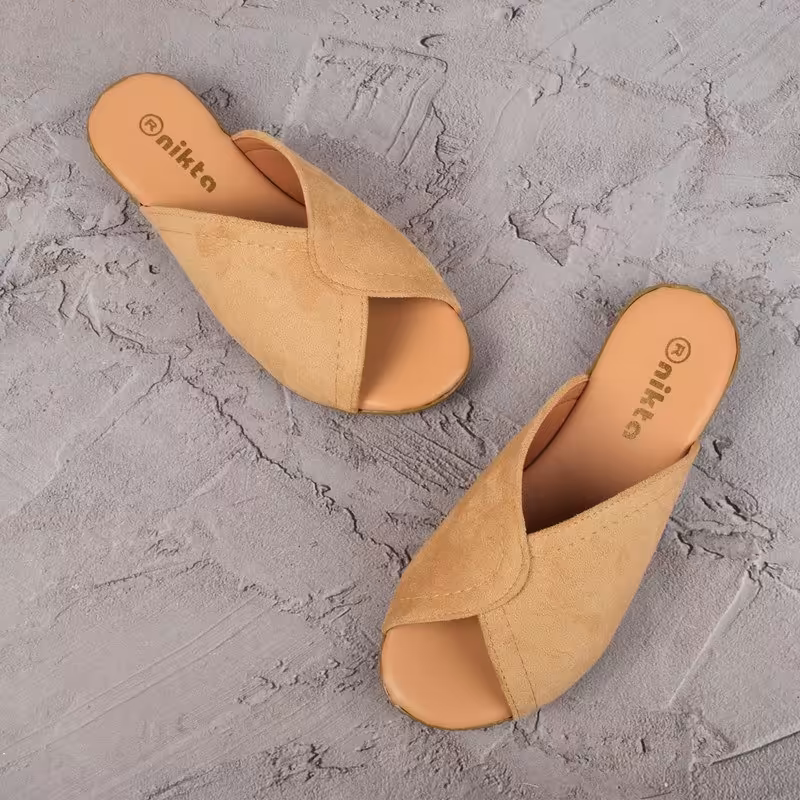 دمپایی زنانه  تخت نیکتا کد 242428 رنگ نسکافه ای سایز 37 تا 40