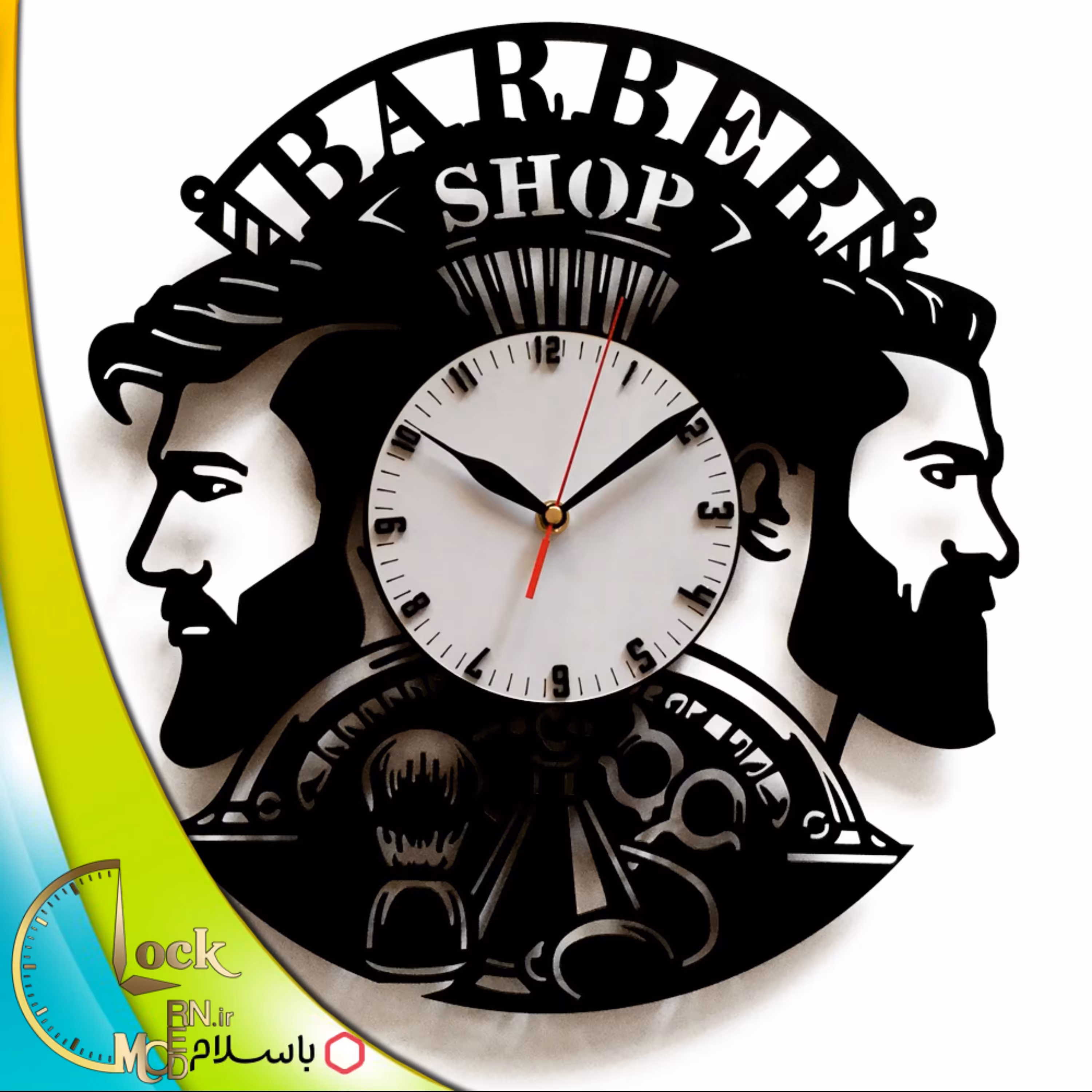 ساعت دیواری طرح پیرایش مردانه کد 293