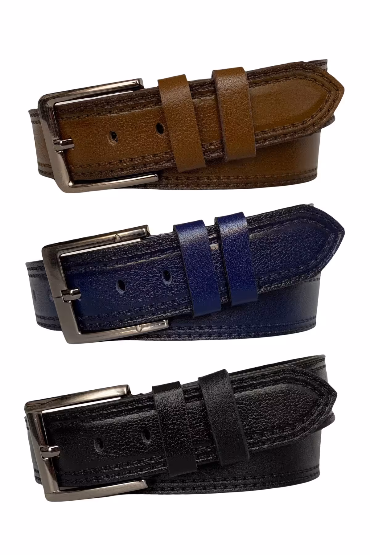 کمربند مشکی مردانه و زنانه ست طرح دار ممتاز اسپرت جین آبی سرمه ای 4.5 سانتی متری GoDeri