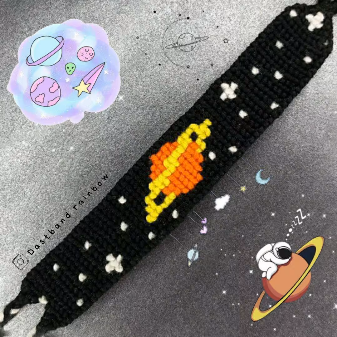 دستبند بافت زحل نارنجی