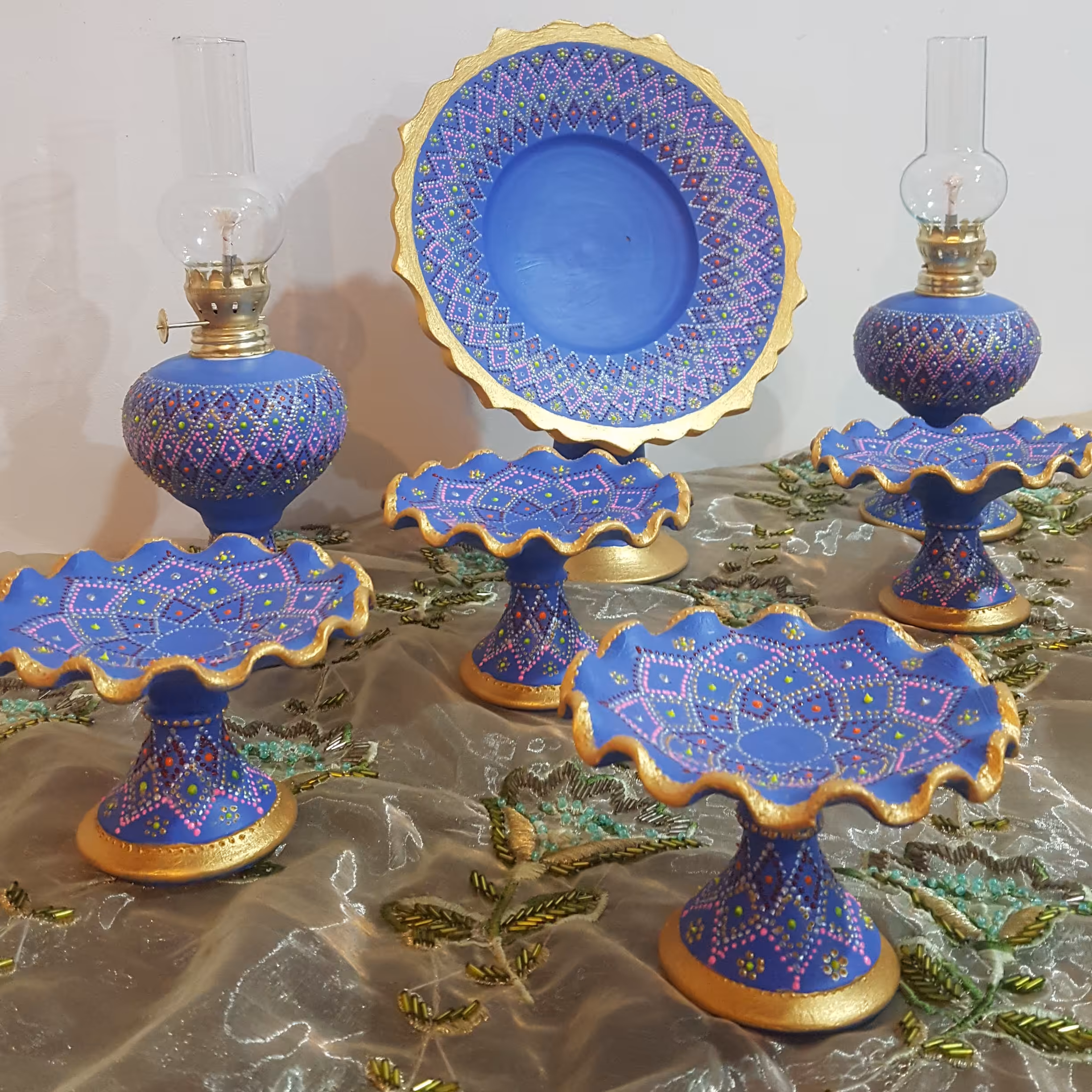 هفت سین سفالی آبی کد2 (پس کرایه)