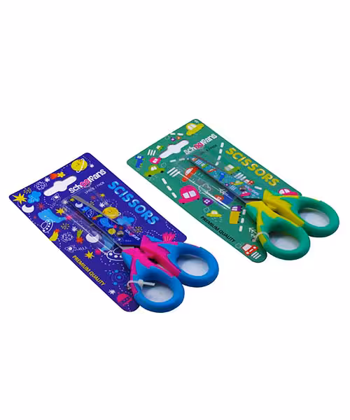 قیچی اسکول فنس تیغه چاپی دسته سلیکونی (12عددی)