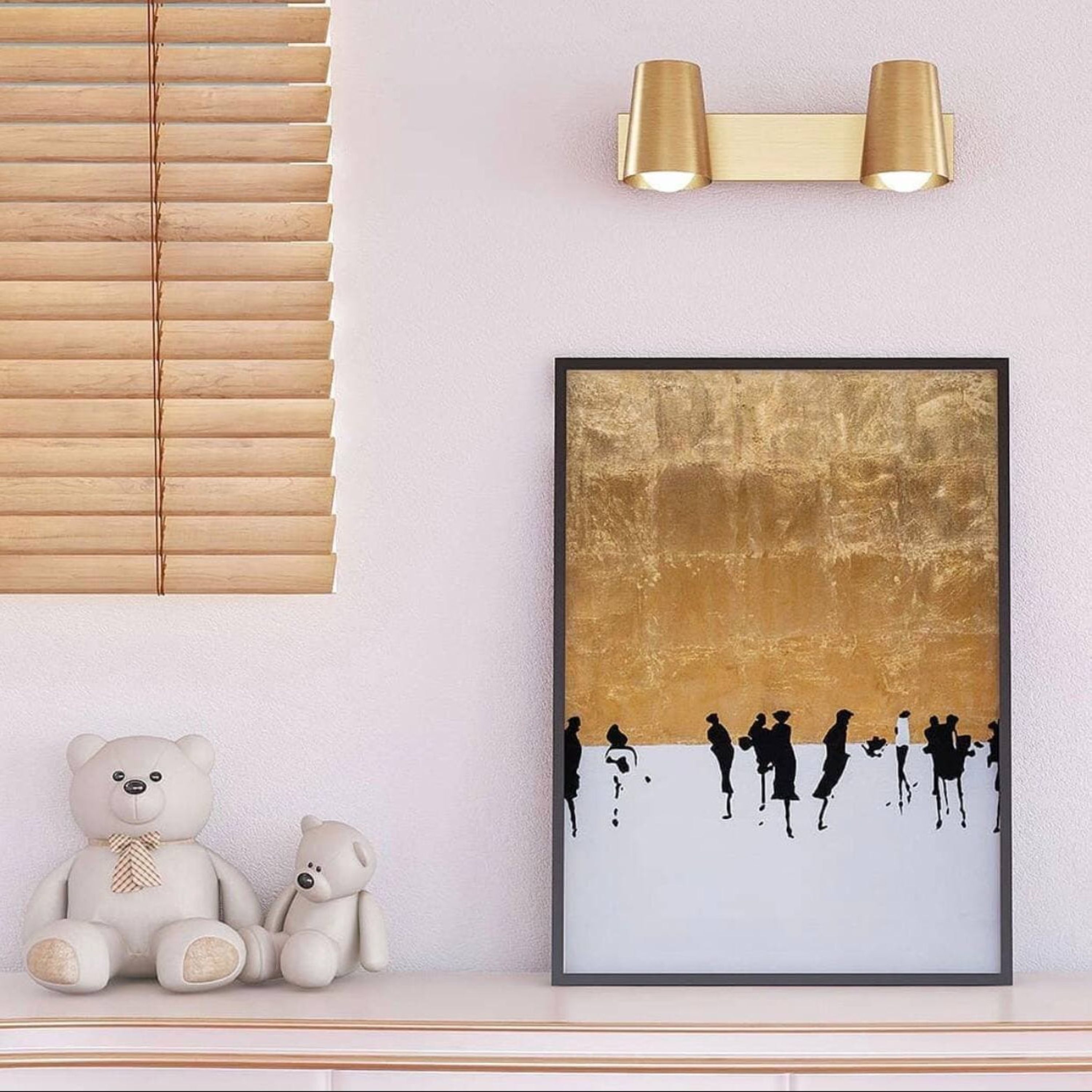 تابلو نقاشی اکریلیک و ورق طلا طرح مینیمال سایز100در70