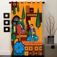 پرده پنجره ساتن پانچ سنتی سایز 138 در 290 مدل C1-11 شرکت رنس