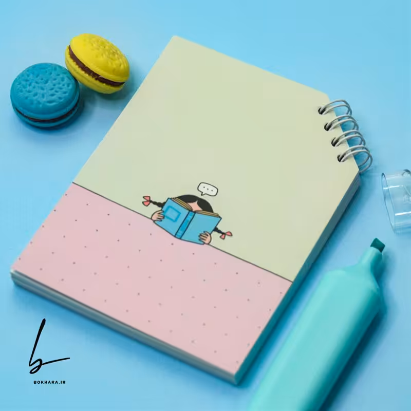 دفترچه فانتزی A6 اسمارتیز فنر از گوشه طرح دختر