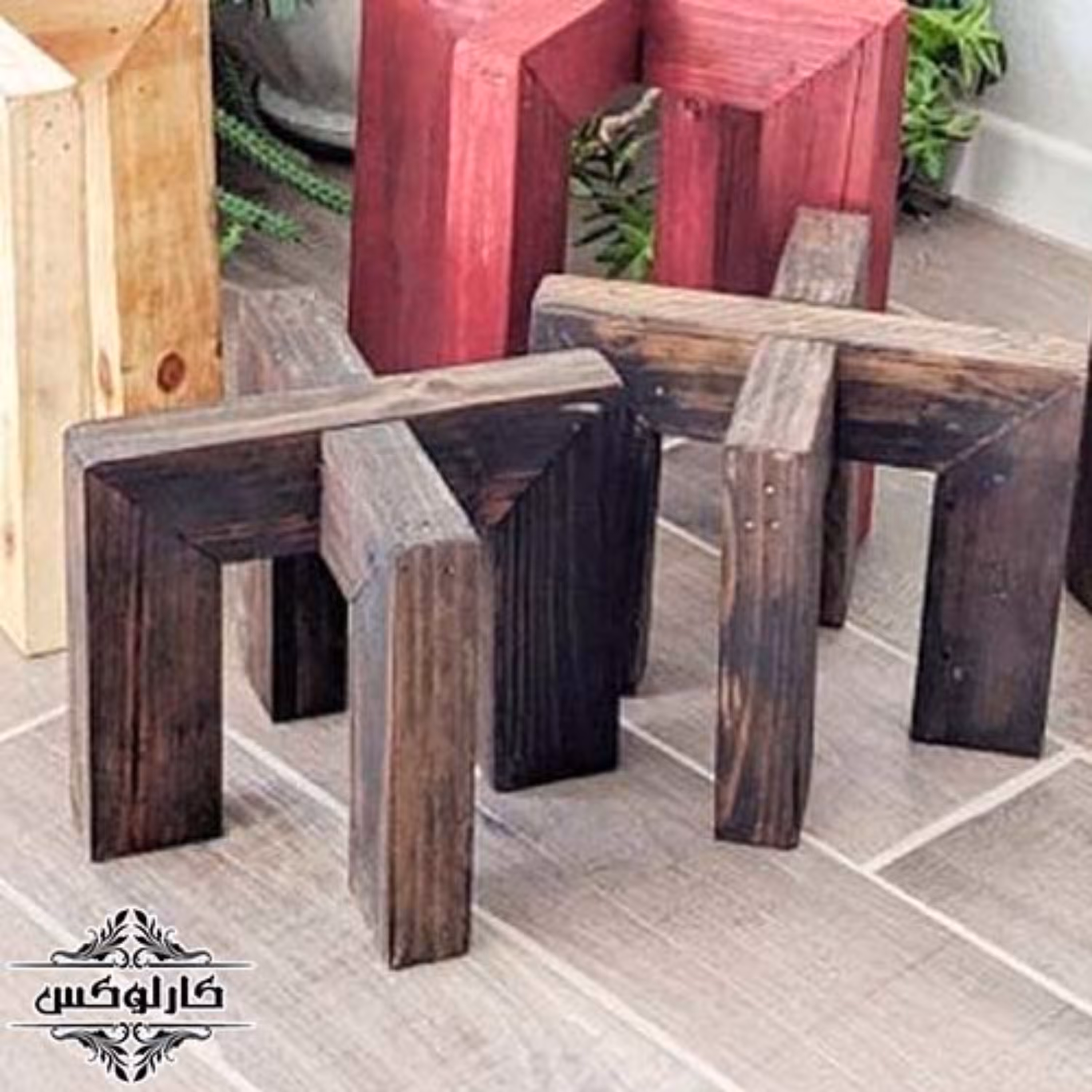 استند گلدان ساده چوبی 60سانتی