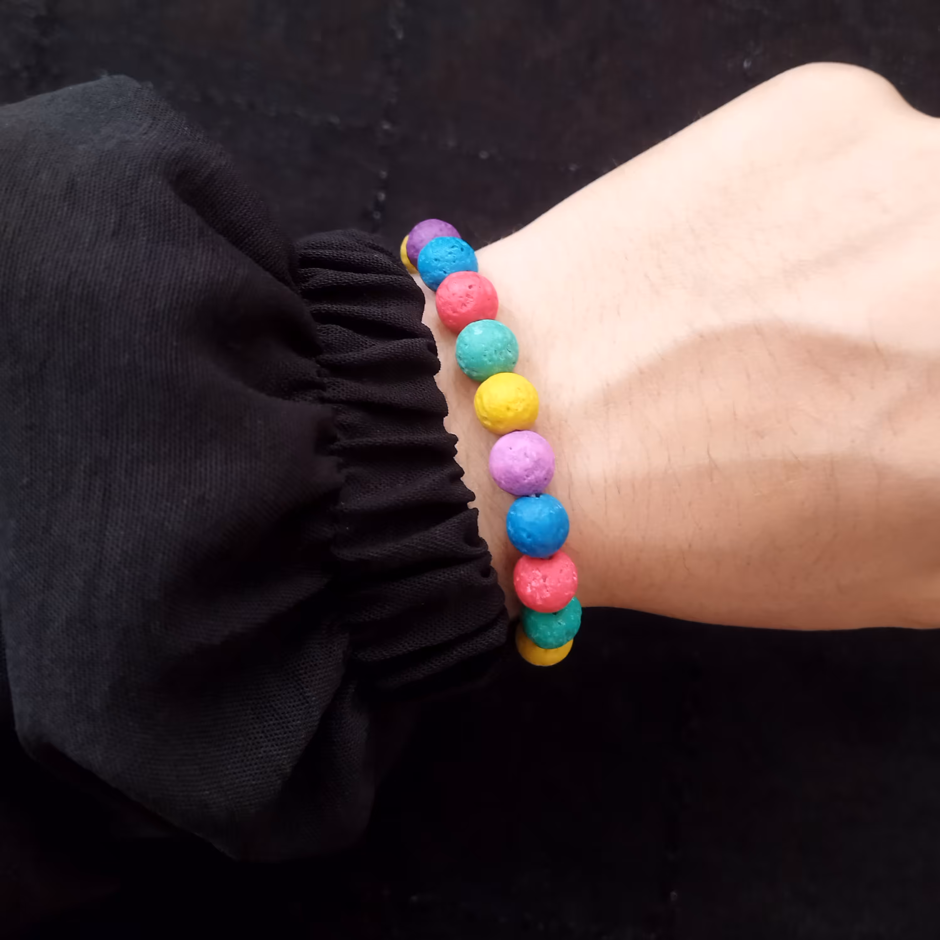 دستبند کاردست گره کشویی ست دوستی مهره آبنباتی  5 رنگ  کد R012