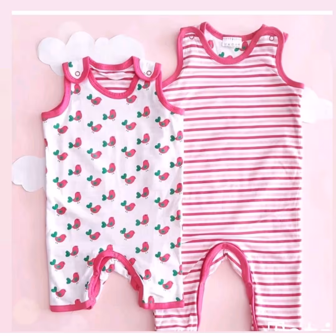 رامپر دخترانه برند لوپیلو lupilu طرح گنجشک سایز 3-6ماه و  6-12ماه کد 1401101