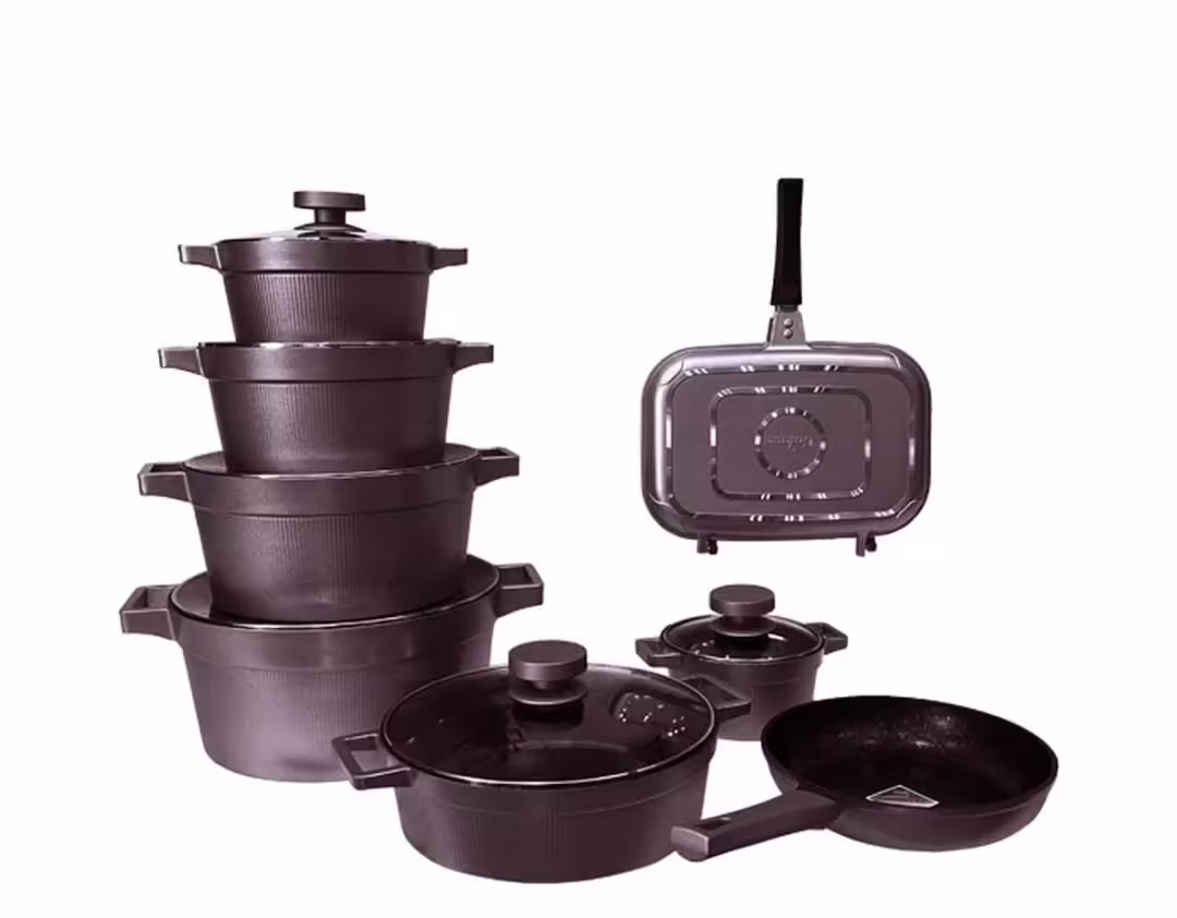 سرویس قابلمه 15 پارچه یونیک زرشکی مدل دیاموند کد  un-8517