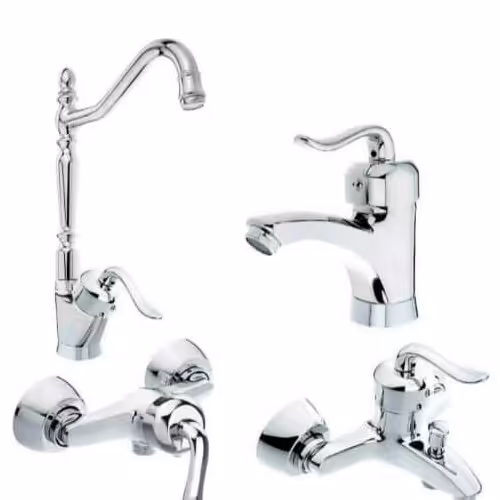 ست چهارتایی شیرآلات بهداشتی.وزن با لوازم 4kg .مدل کروم براق