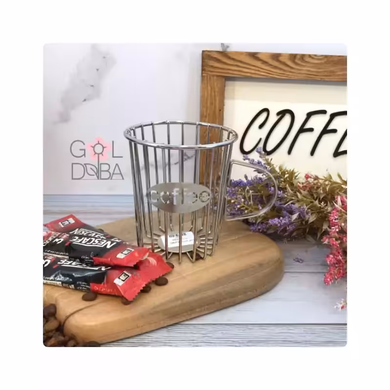 استند کافی جا قاشقی فلزی رنگ ثابت رنگ نقره ای موجوده