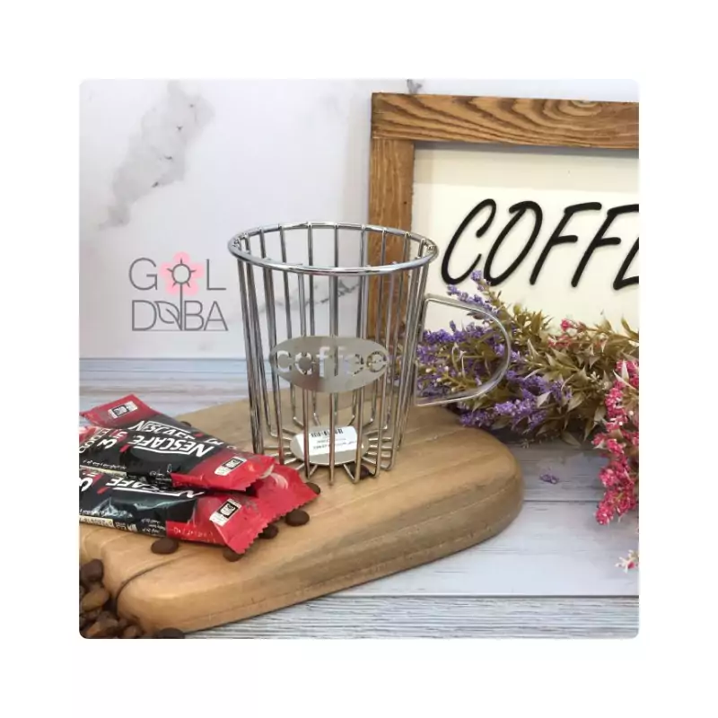استند کافی جا قاشقی فلزی رنگ ثابت رنگ نقره ای موجوده