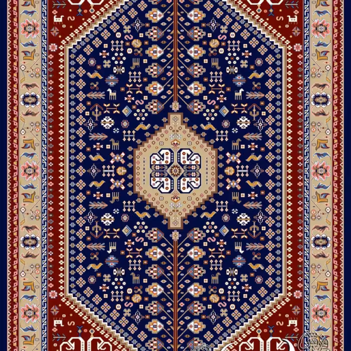 فرش پاتریس  فرش گلیم عشایری  400شانه طرح الناز سرمه ای سایز 6متری