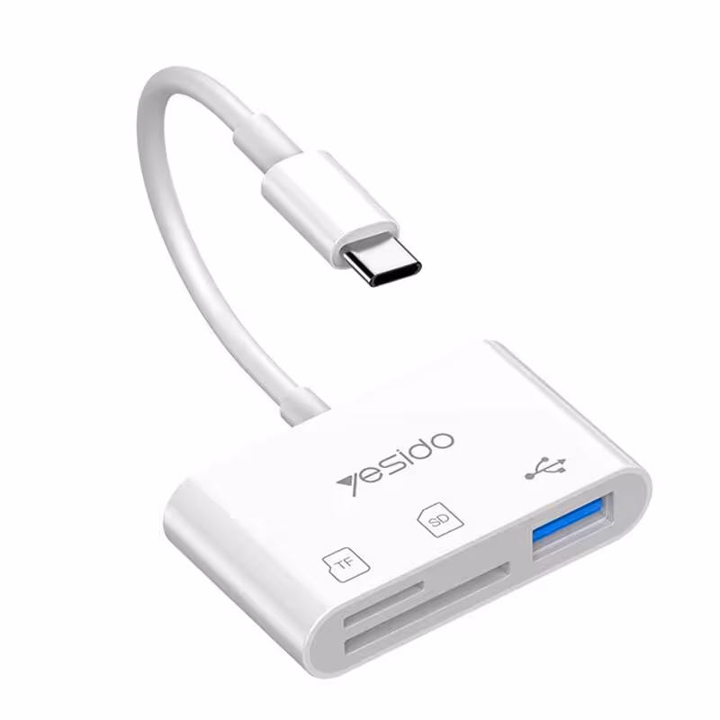 رم ریدر با پورت USB3.0 یسیدو رابط Type-c مدل GS16Yesido GS16 USB3.0 OTG Type-C card reader