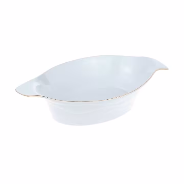 ظرف مرغ خوری سرامیکی لب طلا لموگس مدل 107