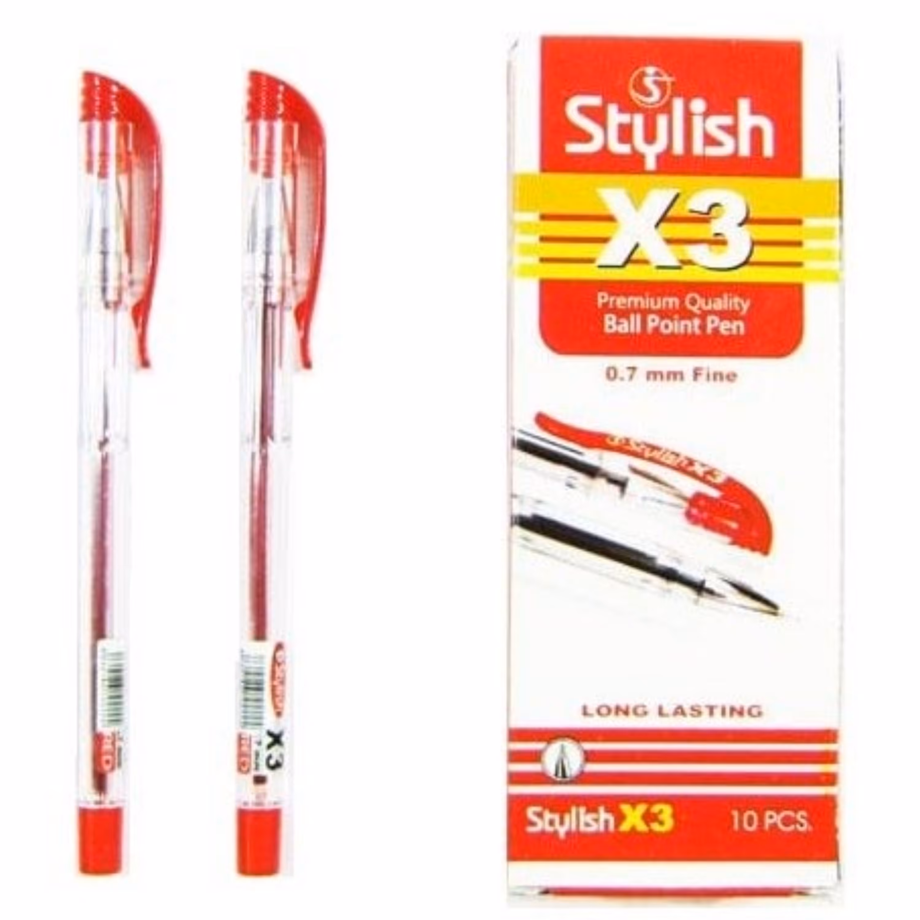 خودکار استایلیش مدل X3 قرمز بسته 10 عددی 