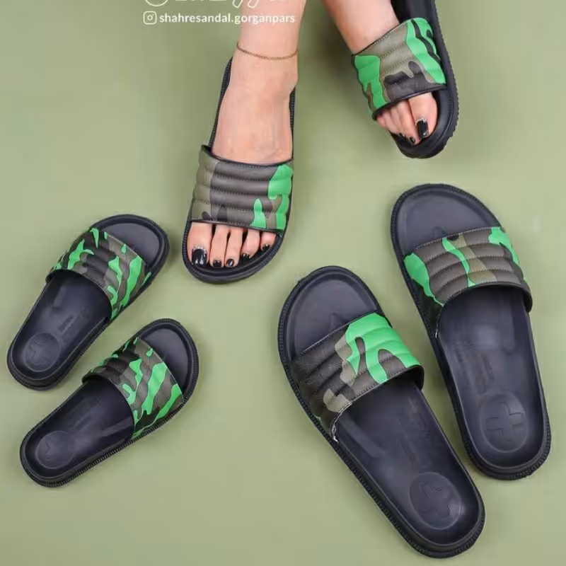 دمپایی طبی چریکی زیره پلی اورتان رویه PVC بسیار نرم و راحت رنگ سبز سایز 37 تا 40 ضدکمردرد و ضدخارپاشنه