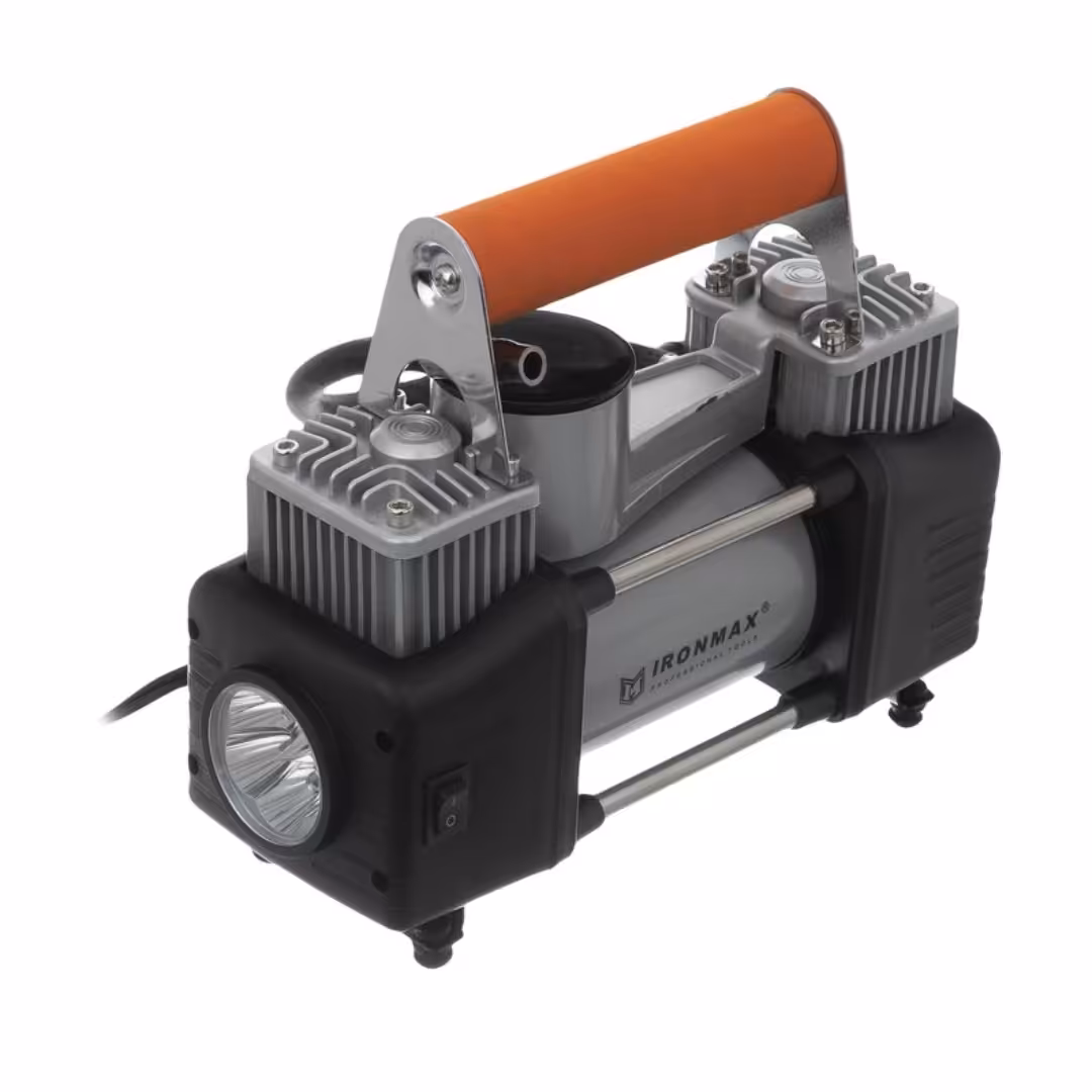 پمپ باد فندکی دو سیلندر  خودرو آیرونمکس IRON MAX اتومبیل ماشین مدل AC 55 A ( ارسال رایگان ابزار حسین)