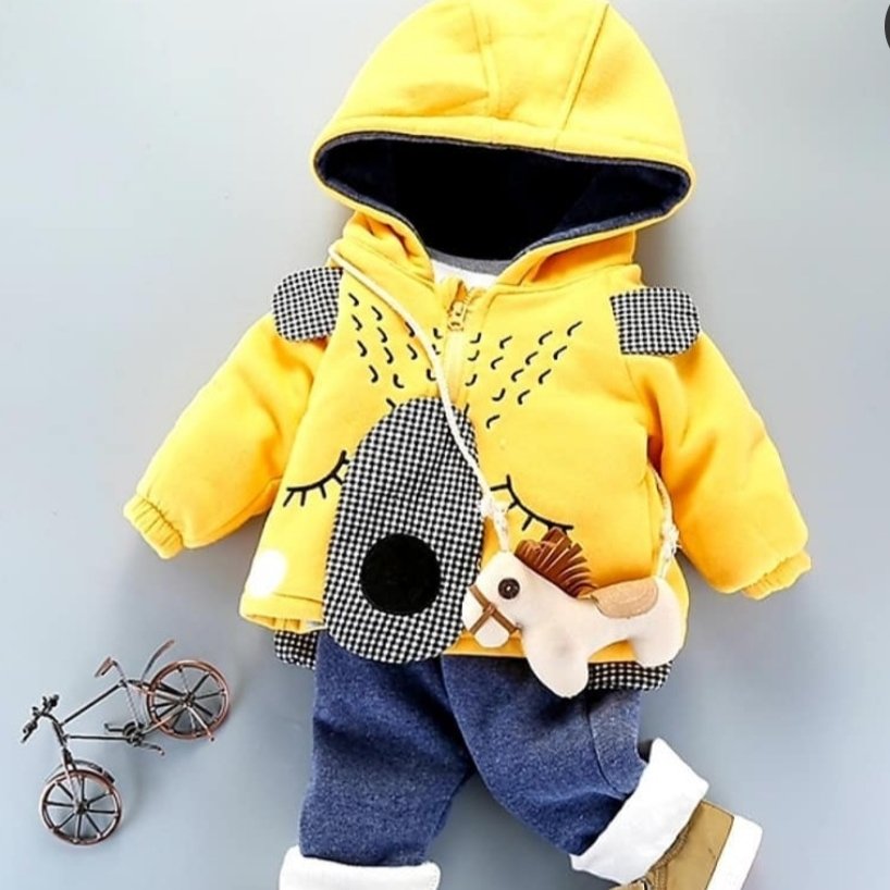 ست دو تیکه بچگانه کاپشن و شلوار بچگانه تک رنگ سایزبندی طبق توضیحات