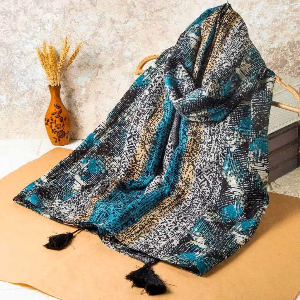 شال نخی زنانه  طرح  راه دار قواره 180 