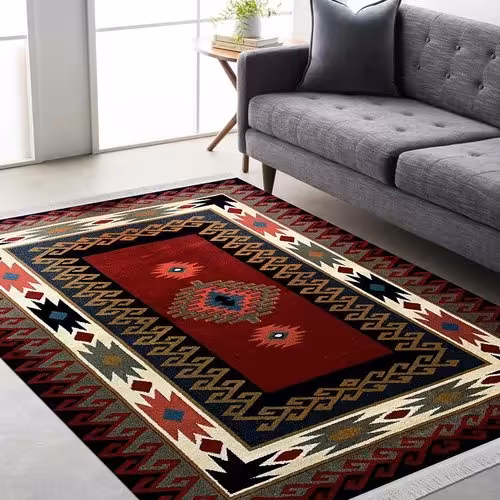 فرش ماشینی گبه سنتی 6 متری رنگ سورمه ای قرمز باکیفیت بالا پس کرایه