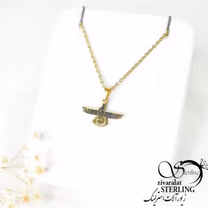 گردنبند فروهر سیاه قلم استیل