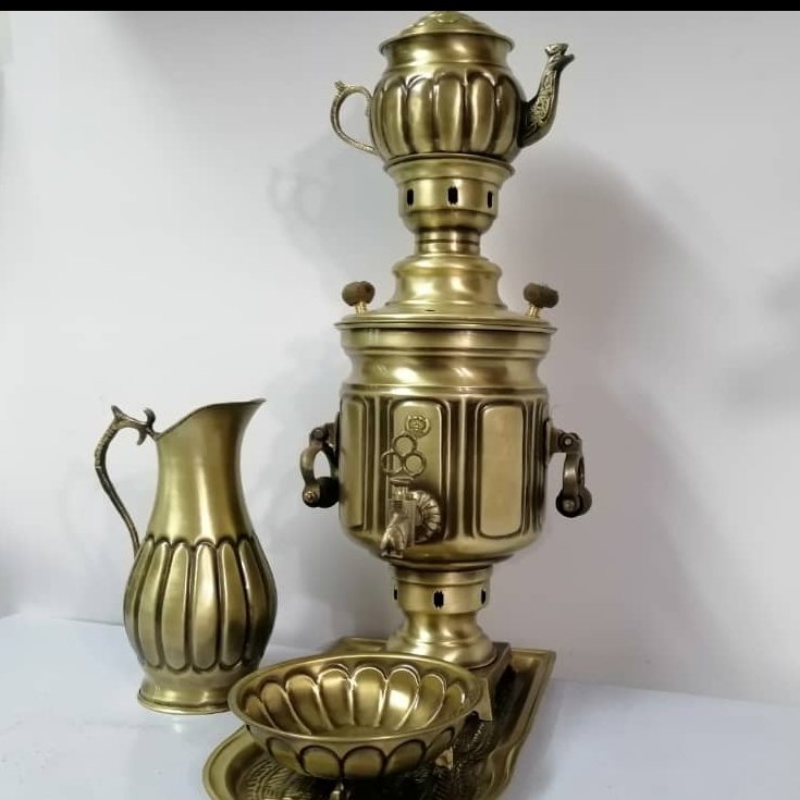 سماور زغالی برنجی ذغالی ست کامل