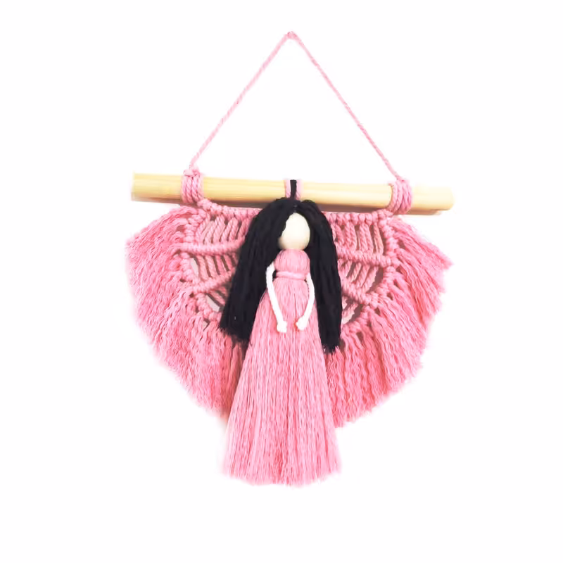 آویز بافتنی مدل مکرومه طرح فرشته