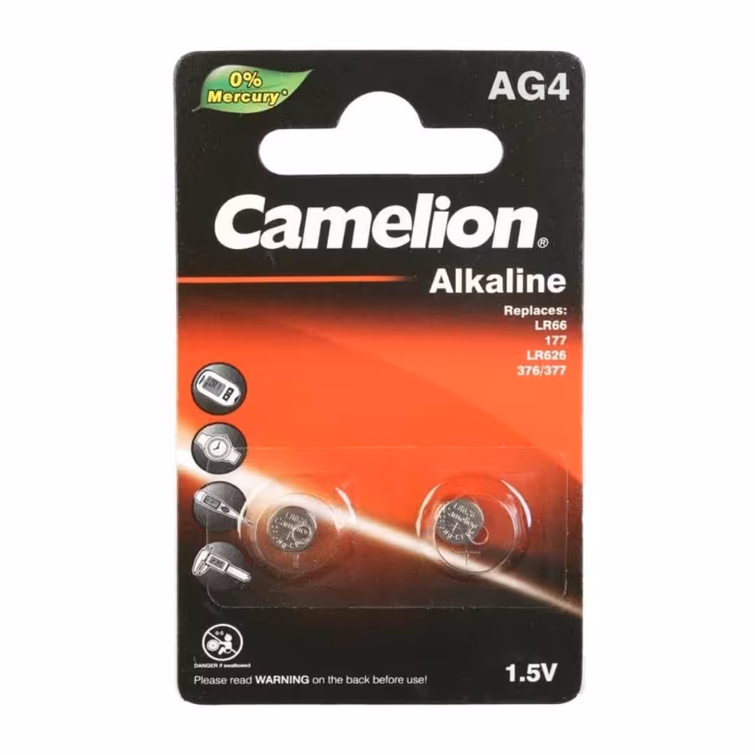 باتری سکه ای کملیون AG4 آلکالاین بسته 2 تایی کارتی (عمده و خرده)