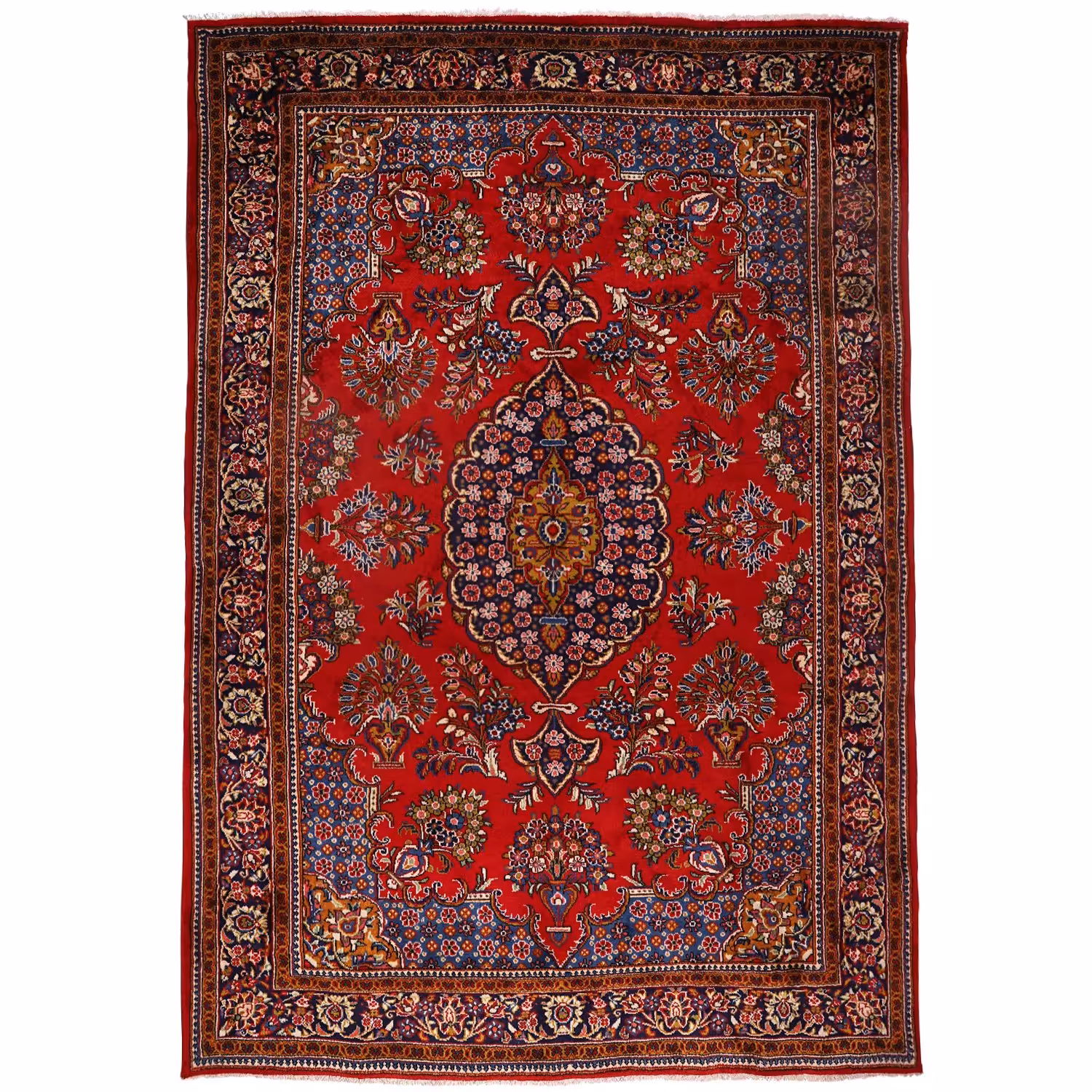 فرش قدیمی دستبافت شش و نیم متری طرح لچک ترنج 9912115(فروش چکی 6 ماهه با کد تخفیف farshgereh)