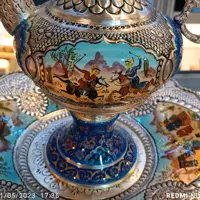 گلاپاش قلمزنی روی مس نقره کاری شده